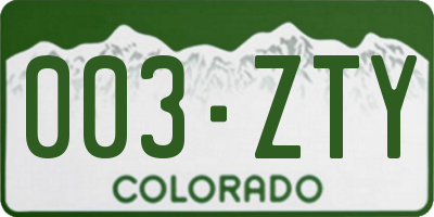 CO license plate 003ZTY