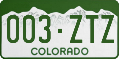 CO license plate 003ZTZ