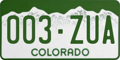 CO license plate 003ZUA