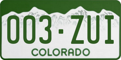 CO license plate 003ZUI