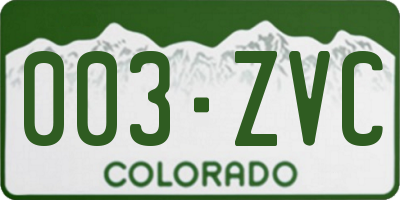 CO license plate 003ZVC
