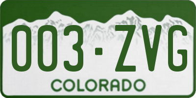 CO license plate 003ZVG