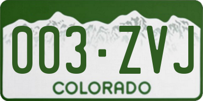 CO license plate 003ZVJ