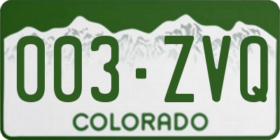 CO license plate 003ZVQ