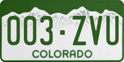 CO license plate 003ZVU