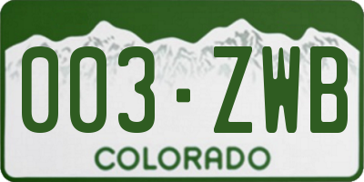 CO license plate 003ZWB