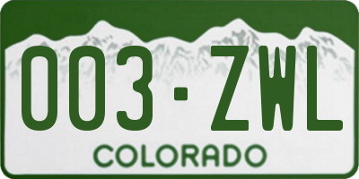 CO license plate 003ZWL