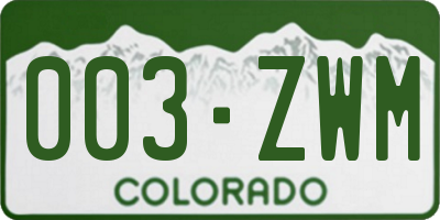 CO license plate 003ZWM