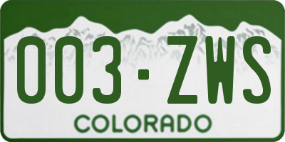CO license plate 003ZWS