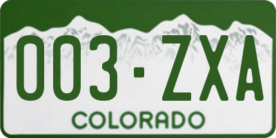CO license plate 003ZXA