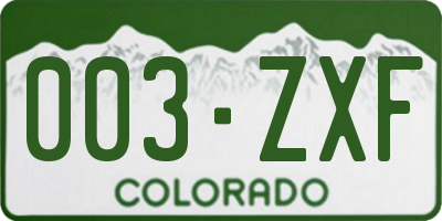 CO license plate 003ZXF