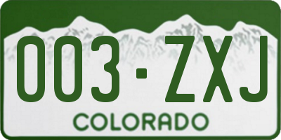 CO license plate 003ZXJ