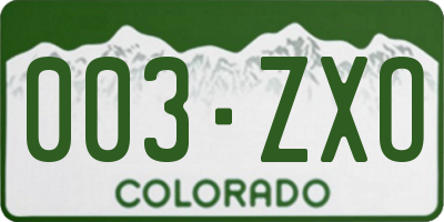 CO license plate 003ZXO