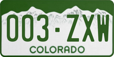 CO license plate 003ZXW