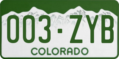CO license plate 003ZYB