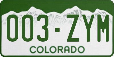 CO license plate 003ZYM