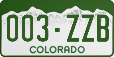 CO license plate 003ZZB