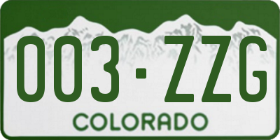 CO license plate 003ZZG
