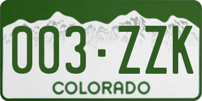 CO license plate 003ZZK