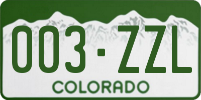 CO license plate 003ZZL