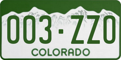 CO license plate 003ZZO