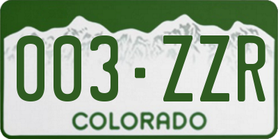 CO license plate 003ZZR