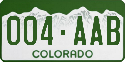 CO license plate 004AAB