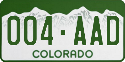 CO license plate 004AAD