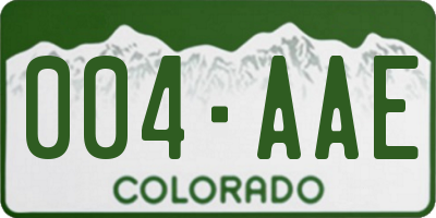 CO license plate 004AAE
