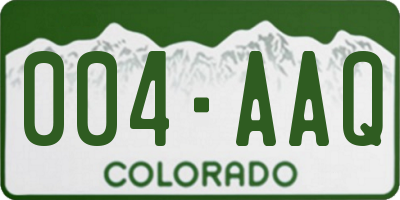 CO license plate 004AAQ