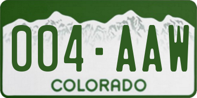 CO license plate 004AAW