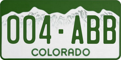 CO license plate 004ABB