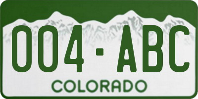 CO license plate 004ABC