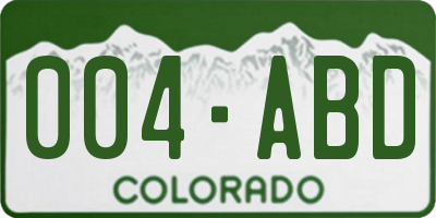 CO license plate 004ABD