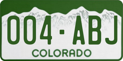 CO license plate 004ABJ