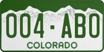CO license plate 004ABO