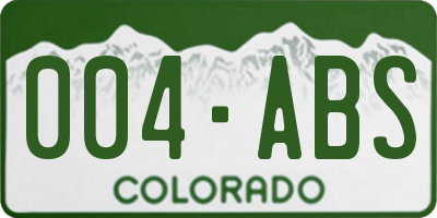 CO license plate 004ABS