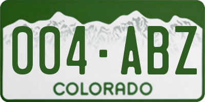 CO license plate 004ABZ