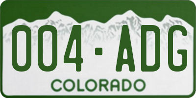 CO license plate 004ADG