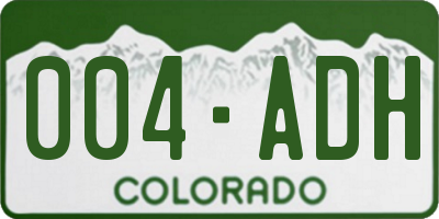 CO license plate 004ADH
