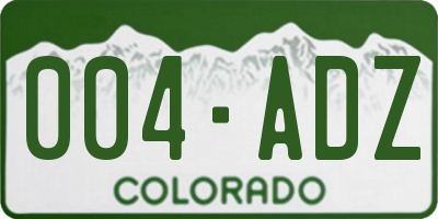 CO license plate 004ADZ