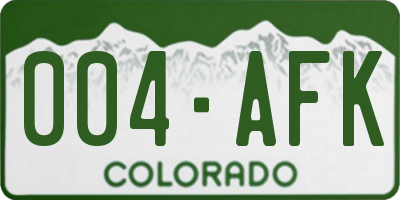 CO license plate 004AFK