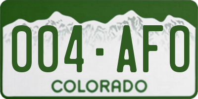 CO license plate 004AFO