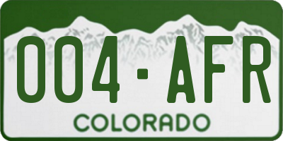 CO license plate 004AFR