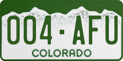 CO license plate 004AFU
