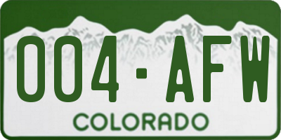 CO license plate 004AFW