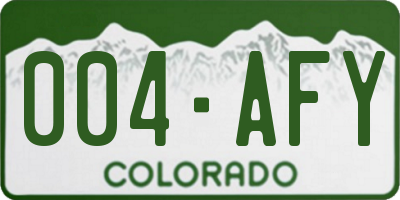 CO license plate 004AFY