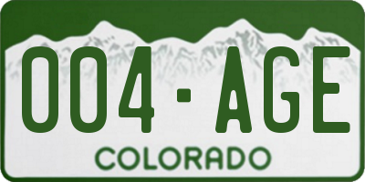 CO license plate 004AGE