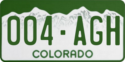 CO license plate 004AGH