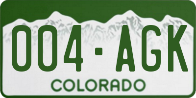 CO license plate 004AGK